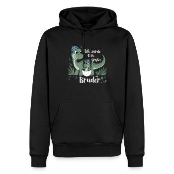 Je vais être un grand frère dinosaure dinosaure - Sweat à capuche Premium bio Homme - noir - Devant - Nico (187cm)