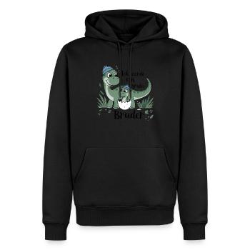 Je vais être un grand frère dinosaure dinosaure - Sweat à capuche Premium bio Homme - noir - Devant - Nico (187cm)