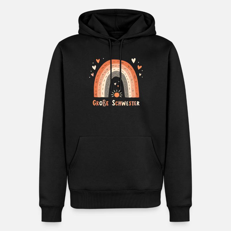 Große Schwester Regenbogen Boho - Männer Premium Bio Hoodie - Schwarz