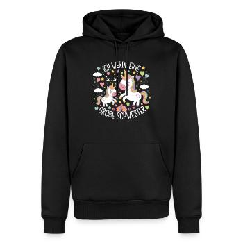 Ich werde eine große Schwester Einhorn - Männer Premium Bio Hoodie - Schwarz - Vorne - Nico (187cm)