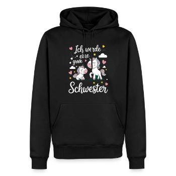 Ich werde eine große Schwester Einhorn - Männer Premium Bio Hoodie - Schwarz - Vorne - Nico (187cm)