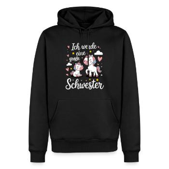 Ich werde eine große Schwester Einhorn - Männer Premium Bio Hoodie - Schwarz - Vorne - Nico (187cm)