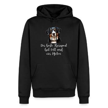 Der beste Therapeut hat Fell und vier Pfoten - Männer Premium Bio Hoodie - Schwarz - Vorne - Nico (187cm)