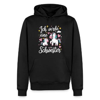 Ich werde eine große Schwester Einhorn - Männer Premium Bio Hoodie - Schwarz - Vorne - Nico (187cm)