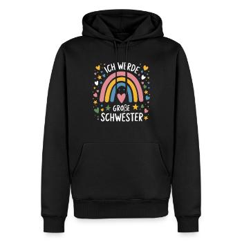 Je vais être grande sœur arc-en-ciel boho - Sweat à capuche Premium bio Homme - noir - Devant - Nico (187cm)