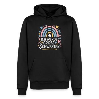 Je vais être grande sœur arc-en-ciel boho - Sweat à capuche Premium bio Homme - noir - Devant - Nico (187cm)