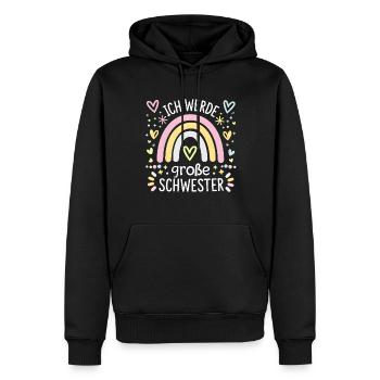 Je vais être grande sœur arc-en-ciel boho - Sweat à capuche Premium bio Homme - noir - Devant - Nico (187cm)