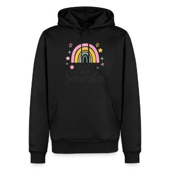 Je vais être grande sœur arc-en-ciel boho - Sweat à capuche Premium bio Homme - noir - Devant - Nico (187cm)