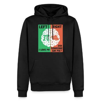 Le cerveau gauche aime Pi, le cerveau droit a envie de tarte - Sweat à capuche Premium bio Homme - noir - Devant - Nico (187cm)