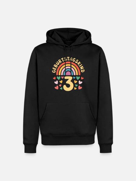 3rd Birthday Girl Rainbow - Men’s Premium Organic Hoodie - black
