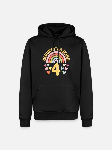 4th Birthday Girl Rainbow - Men’s Premium Organic Hoodie - black
