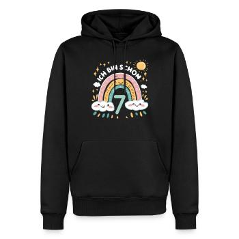 7th Birthday Shirt Rainbow Cloud - Men’s Premium Organic Hoodie - black - Front - Nico (187cm)