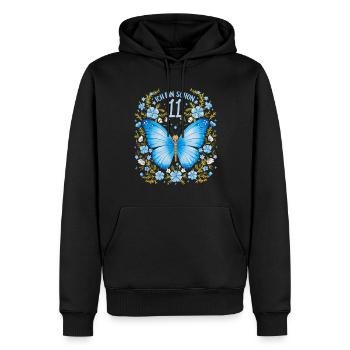 Fête d’anniversaire des enfants papillon 11e anniversaire - Sweat à capuche Premium bio Homme - noir - Devant - Nico (187cm)