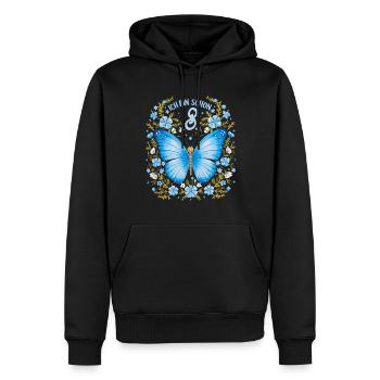 8. Geburtstag Schmetterling Kindergeburtstag - Männer Premium Bio Hoodie - Schwarz - Vorne - Nico (187cm)