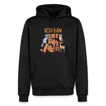 5ème Anniversaire 5 Ans Animaux de la Forêt Animaux de la Forêt - Sweat à capuche Premium bio Homme - noir - Devant - Nico (187cm)