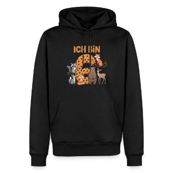 6e anniversaire 6 ans Animaux de la forêt Animaux de la forêt - Sweat à capuche Premium bio Homme - noir - Devant - Nico (187cm)