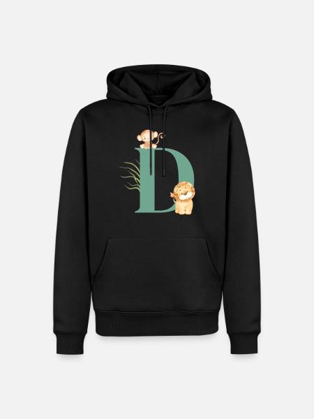 Buchstabe d grüne Dschungeltiere - Männer Premium Bio Hoodie - Schwarz
