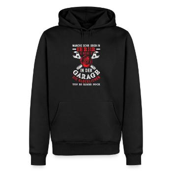 Schrauber Garage - Männer Premium Bio Hoodie - Schwarz - Vorne - Nico (187cm)