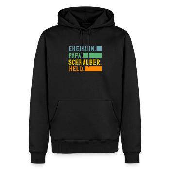 Mari Papa Mécanicien Héros - Sweat à capuche Premium bio Homme - noir - Devant - Nico (187cm)