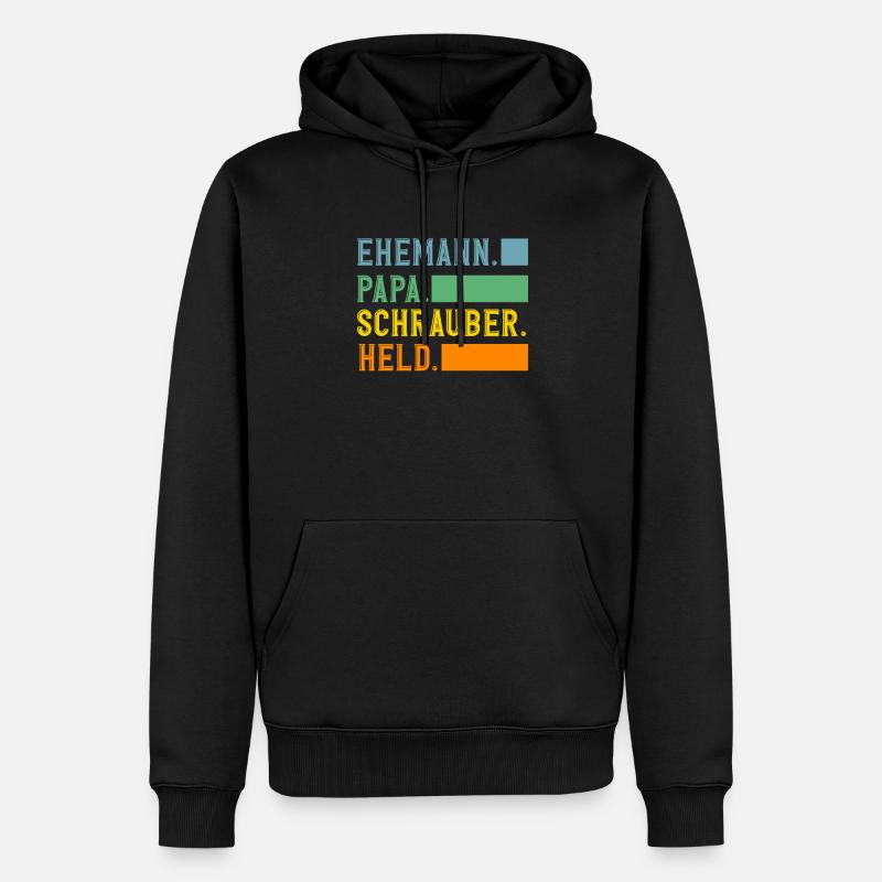 Ehemann Papa Schrauber Held - Männer Premium Bio Hoodie - Schwarz