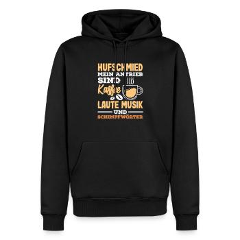Hufschmied Kaffee Musik Schimpfwörter Antrieb - Männer Premium Bio Hoodie - Schwarz - Vorne - Nico (187cm)