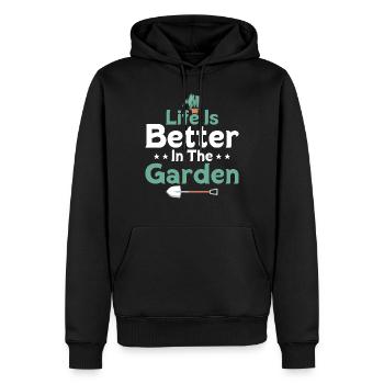 La vie est meilleure dans le jardin Jardinage Botanique - Sweat à capuche Premium bio Homme - noir - Devant - Nico (187cm)
