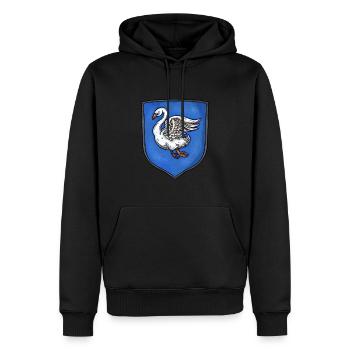 Armoiries cygne d’argent - Sweat à capuche Premium bio Homme - noir - Devant - Nico (187cm)