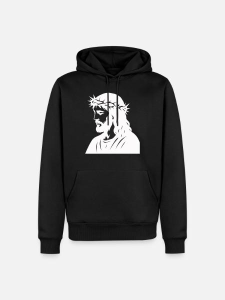 jesus - Männer Premium Bio Hoodie - Schwarz