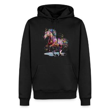 Color Gallop – Free as the Wind - Men’s Premium Organic Hoodie - black - Front - Nico (187cm)
