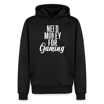 Need Money For Gaming - Männer Premium Bio Hoodie - Schwarz - Vorne - Nico (187cm)