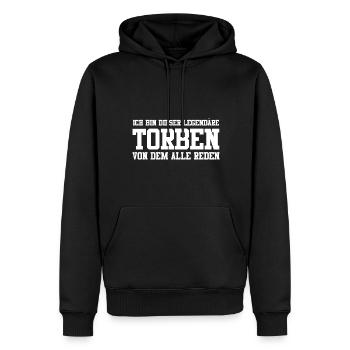 Torben Name Design - Männer Premium Bio Hoodie - Schwarz - Vorne - Nico (187cm)