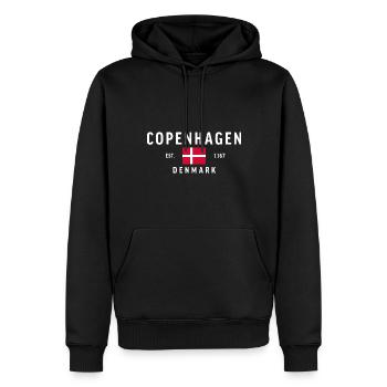 Kopenhagen, Dänemark Classic - Männer Premium Bio Hoodie - Schwarz - Vorne - Nico (187cm)