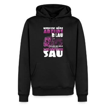 Morgens Müde Abends Blau Ich Bin Eine Geile - Männer Premium Bio Hoodie - Schwarz - Vorne - Nico (187cm)