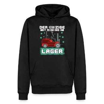 Der Einzige Mit Ahnung Im Lager Lustiger Stapler - Männer Premium Bio Hoodie - Schwarz - Vorne - Nico (187cm)