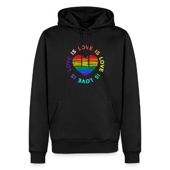 Love is equal. Liebe kennt kein Geschlecht. Spruch - Männer Premium Bio Hoodie - Schwarz - Vorne - Nico (187cm)