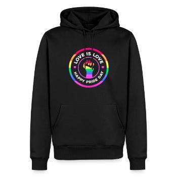 Love is equal. Liebe kennt kein Geschlecht. Spruch - Männer Premium Bio Hoodie - Schwarz - Vorne - Nico (187cm)
