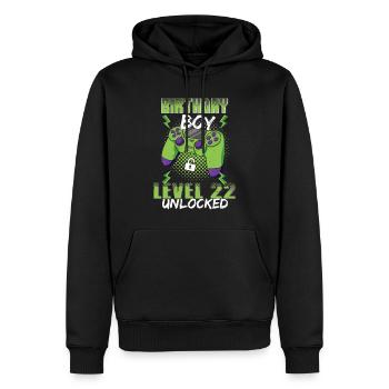 Gamer Boy Video Game Lover Age 22 Unlocked - Men’s Premium Organic Hoodie - black - Front - Nico (187cm)