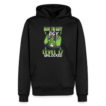 Gamer Boy Video Game Lover Age 17 Unlocked - Men’s Premium Organic Hoodie - black - Front - Nico (187cm)