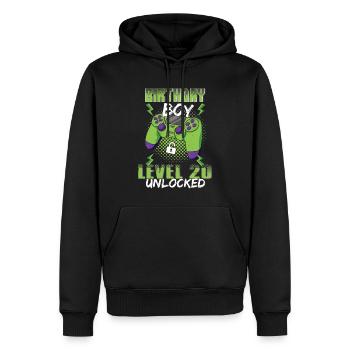 Gamer Boy Video Game Lover Age 20 Unlocked - Men’s Premium Organic Hoodie - black - Front - Nico (187cm)