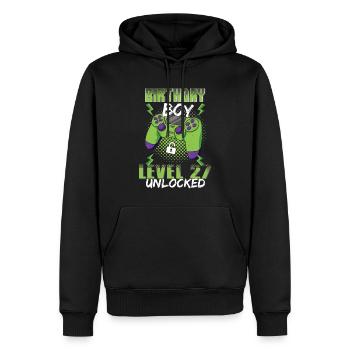 Gamer Boy Video Game Lover Age 27 Unlocked - Men’s Premium Organic Hoodie - black - Front - Nico (187cm)