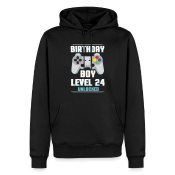Gamer Boy Video Game Lover Age 24 Level Unlocked - Men’s Premium Organic Hoodie - black - Front - Nico (187cm)