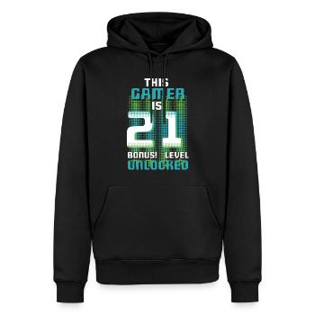 Ce joueur est un amateur de jeux vidéo Gamer Age 21 - Sweat à capuche Premium bio Homme - noir - Devant - Nico (187cm)