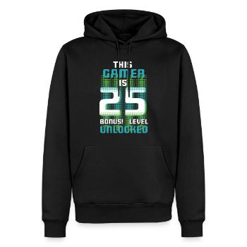 Ce joueur est un amateur de jeux vidéo Gamer Age 25 - Sweat à capuche Premium bio Homme - noir - Devant - Nico (187cm)