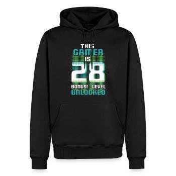 Ce joueur est un amateur de jeux vidéo Gamer Age 28 - Sweat à capuche Premium bio Homme - noir - Devant - Nico (187cm)