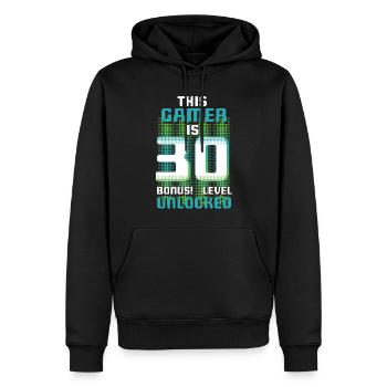 Ce joueur est un amateur de jeux vidéo Gamer Age 30 - Sweat à capuche Premium bio Homme - noir - Devant - Nico (187cm)