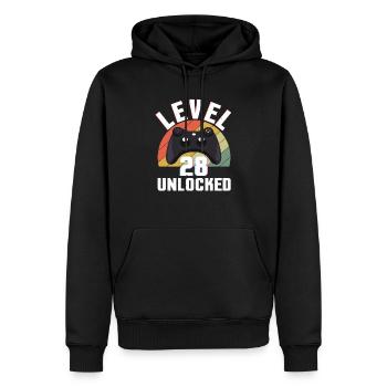 Retro Gamer Amateur de jeux vidéo Gamer Age 28 Déverrouillé - Sweat à capuche Premium bio Homme - noir - Devant - Nico (187cm)