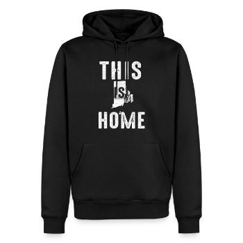 Carte Amérique État américain Drapeau Cette maison Rhode Island - Sweat à capuche Premium bio Homme - noir - Devant - Nico (187cm)