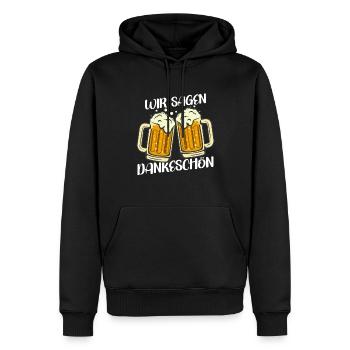 Dankeschön, Gläser, Bier, Spruch, Cartoon, Lustig - Männer Premium Bio Hoodie - Schwarz - Vorne - Nico (187cm)