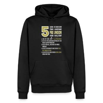 5 Dinge Die Du Über Meine Freundin Wissen Solltest - Männer Premium Bio Hoodie - Schwarz - Vorne - Nico (187cm)