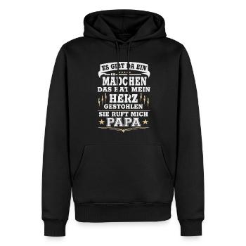 Stolzer Papa Tochter Da Gibt Es Ein Mädchen Herz - Männer Premium Bio Hoodie - Schwarz - Vorne - Nico (187cm)